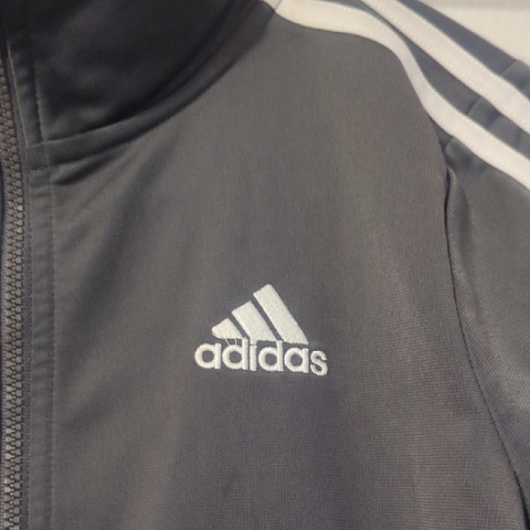 Adidas Kids Dark Gray Jacket with White Stripes - Picture 3 of 5